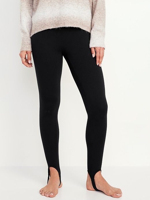 Image number 1 showing, High-Waisted Fleece-Lined Stirrup Leggings