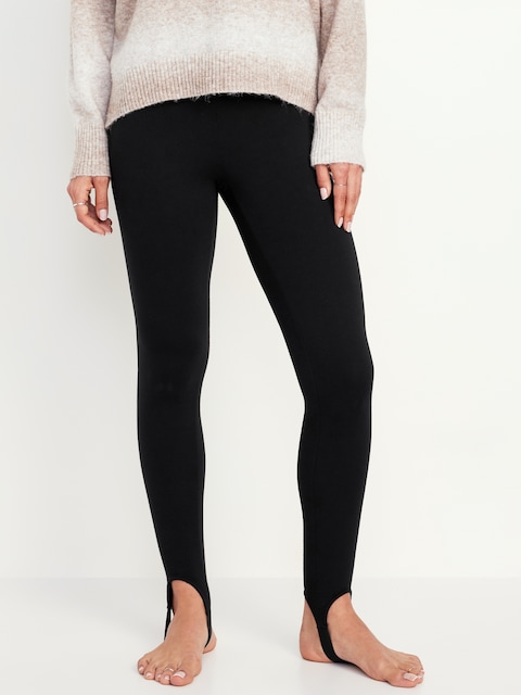 Legging fuseau à taille haute doublé en molleton - Noir