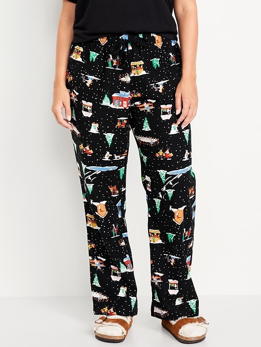 Image number 5 showing, Mid-Rise Printed Flannel Pajama Pants