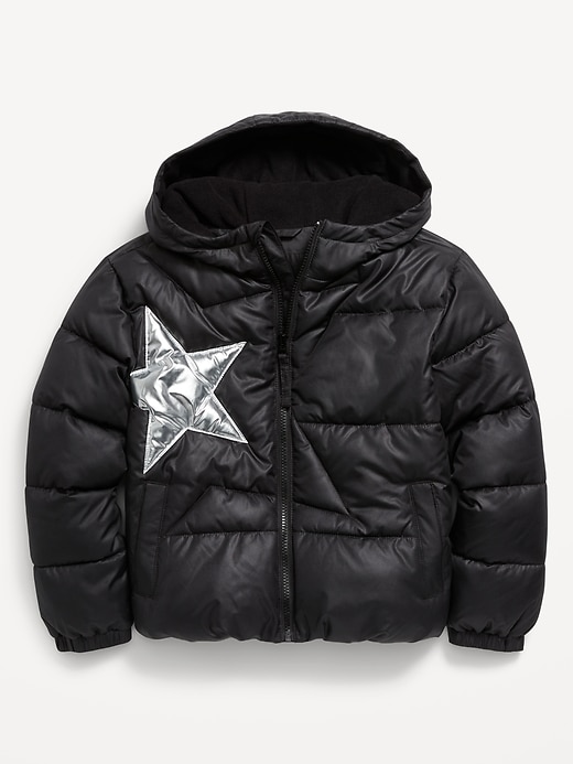 View large product image 2 of 3. Water-Resistant Quilted Graphic Puffer Jacket for Girls