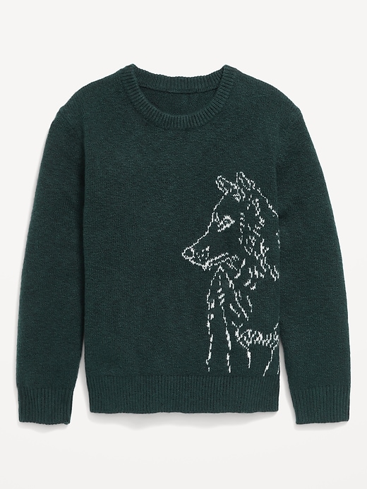 View large product image 2 of 3. SoSoft Crew-Neck Printed Sweater for Boys