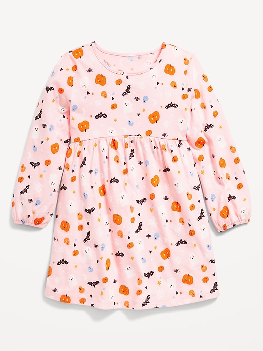 View large product image 1 of 1. Printed Jersey-Knit Long-Sleeve Dress for Toddler Girls