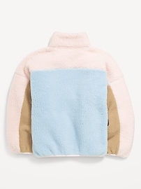 View large product image 3 of 4. Oversized Color-Block Sherpa Zip Jacket for Girls