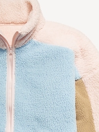 View large product image 4 of 4. Oversized Color-Block Sherpa Zip Jacket for Girls