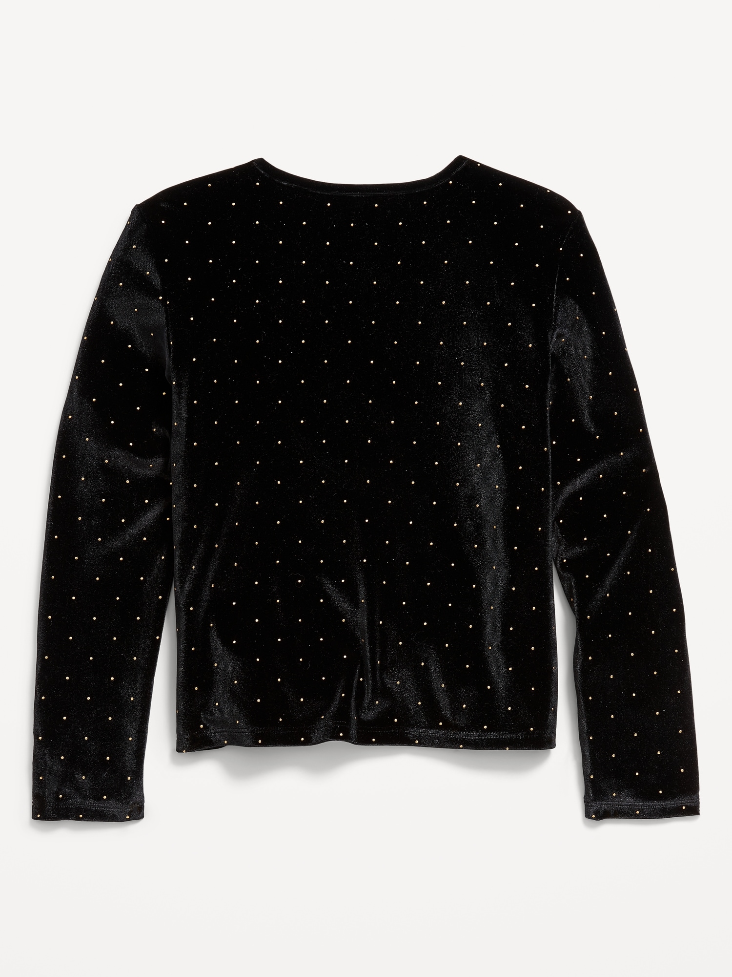 Long-Sleeve Velvet Textured-Dots Top for Girls