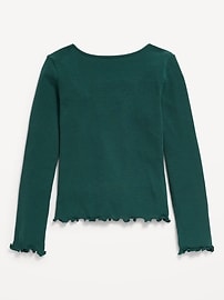 View large product image 3 of 4. Long-Sleeve Square-Neck Ribbon-Bow Top for Girls