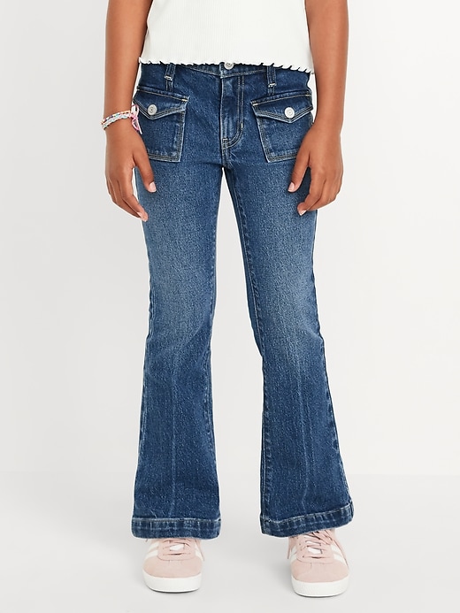 View large product image 1 of 5. High-Waisted Utility Pocket Flare Jeans for Girls