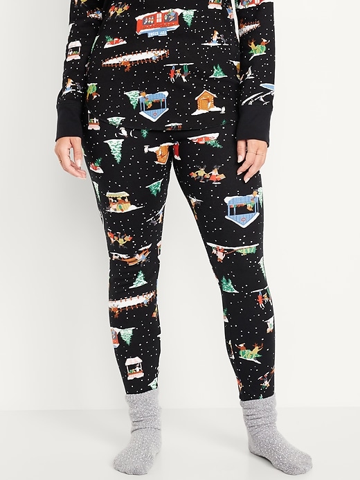 L'image numéro 5 présente Legging de pyjama gaufré à taille haute et à motif