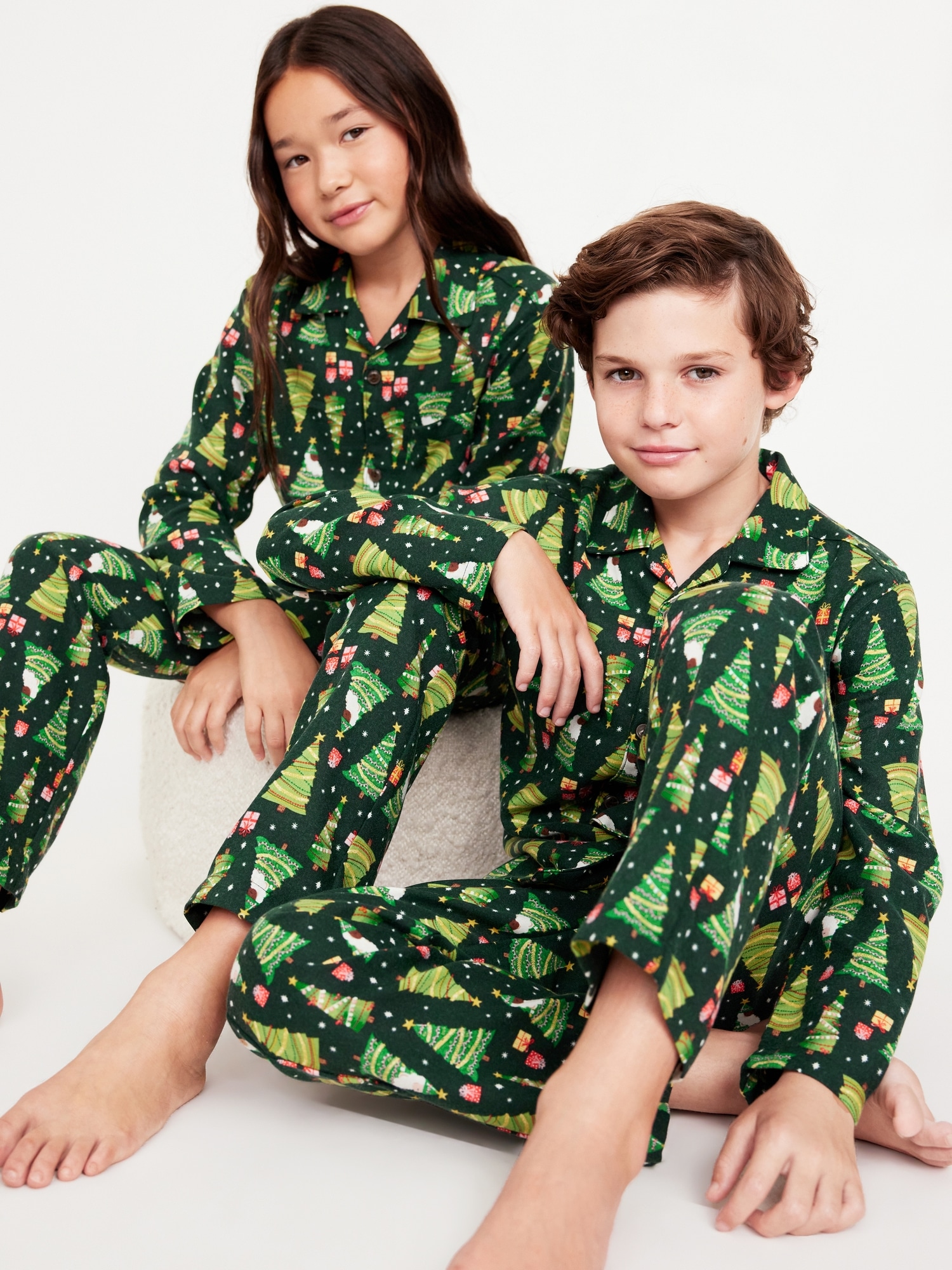 Gender-Neutral Printed Button-Front Pajama Set for Kids