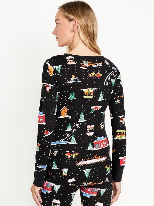 Image number 8 showing, Printed Waffle Pajama Top