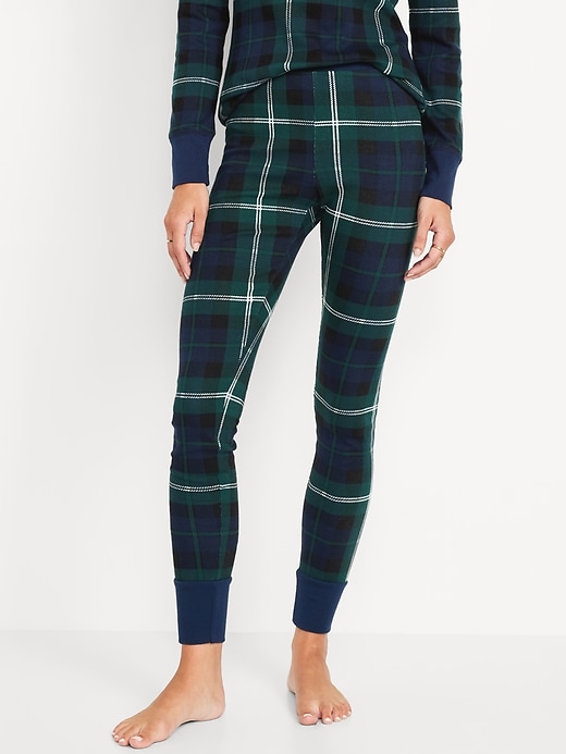 Image number 1 showing, High-Waisted Printed Waffle Pajama Leggings