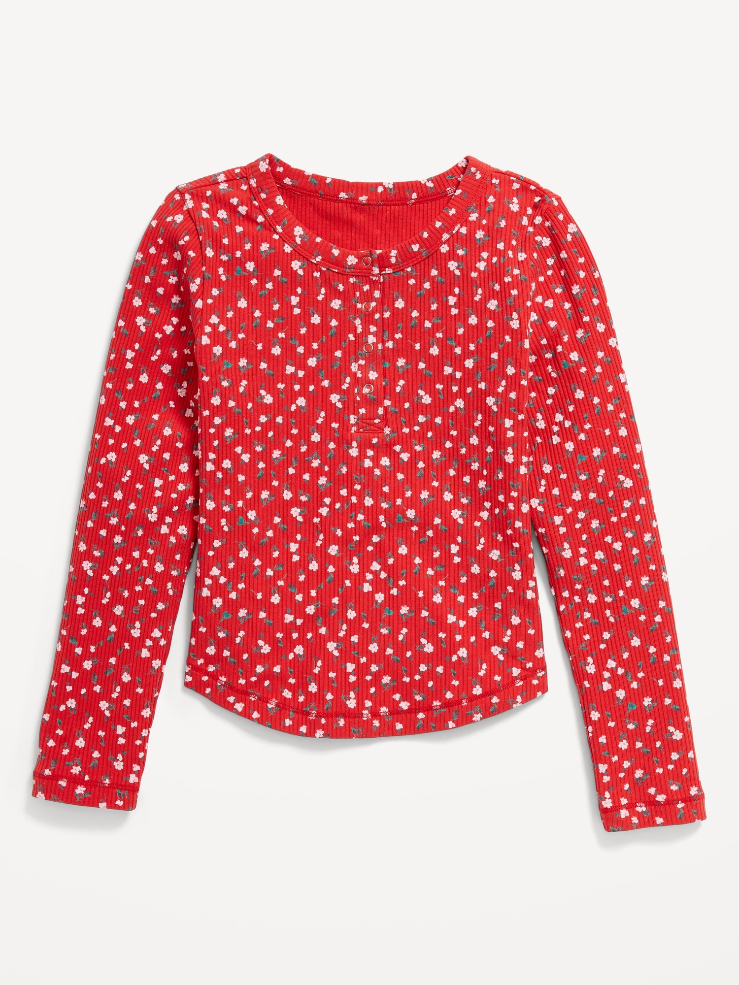 Printed Long-Sleeve Henley T-Shirt for Girls