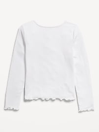 View large product image 3 of 4. Long-Sleeve Square-Neck Ribbon-Bow Top for Girls