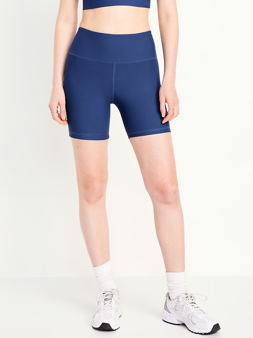 Image number 1 showing, High-Waisted PowerSoft Biker Shorts -- 6-inch inseam