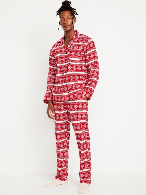 Printed Flannel Pajama Set for Men