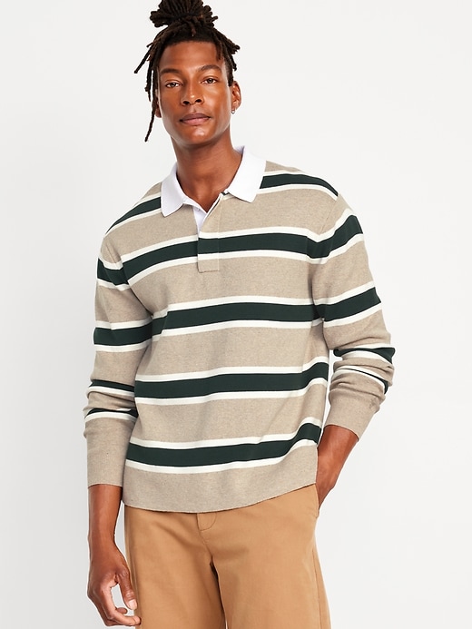 Image number 1 showing, Rugby Stripe Polo Sweater