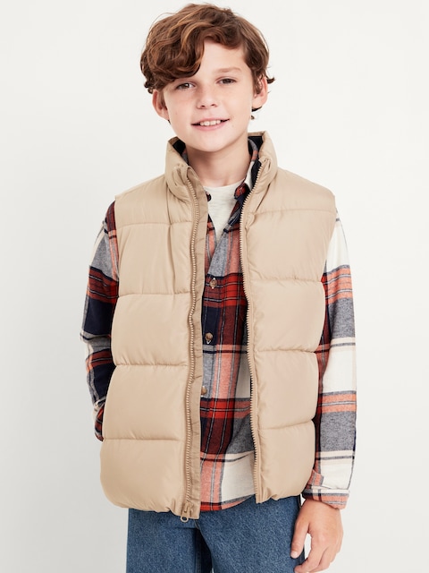 Water-Resistant Quilted Puffer Vest for Boys