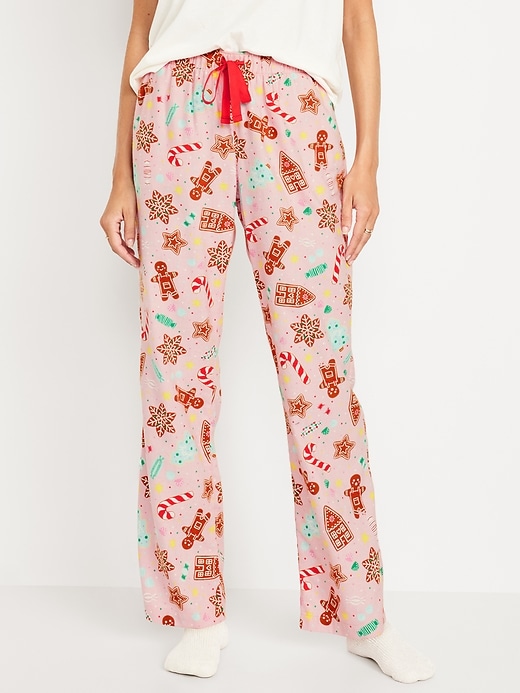 Image number 1 showing, Mid-Rise Printed Flannel Pajama Pants