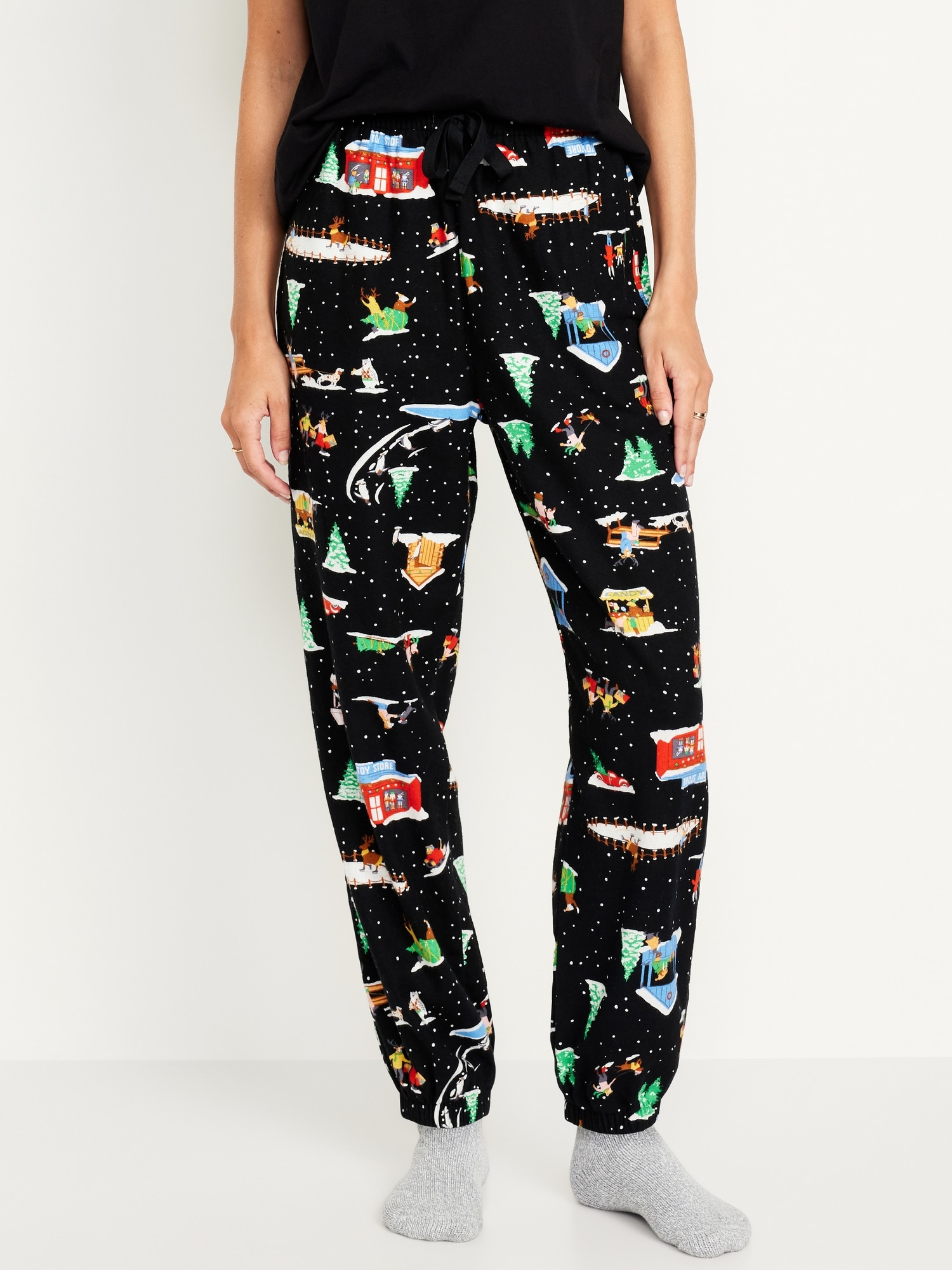 High-Waisted Flannel Pajama Joggers