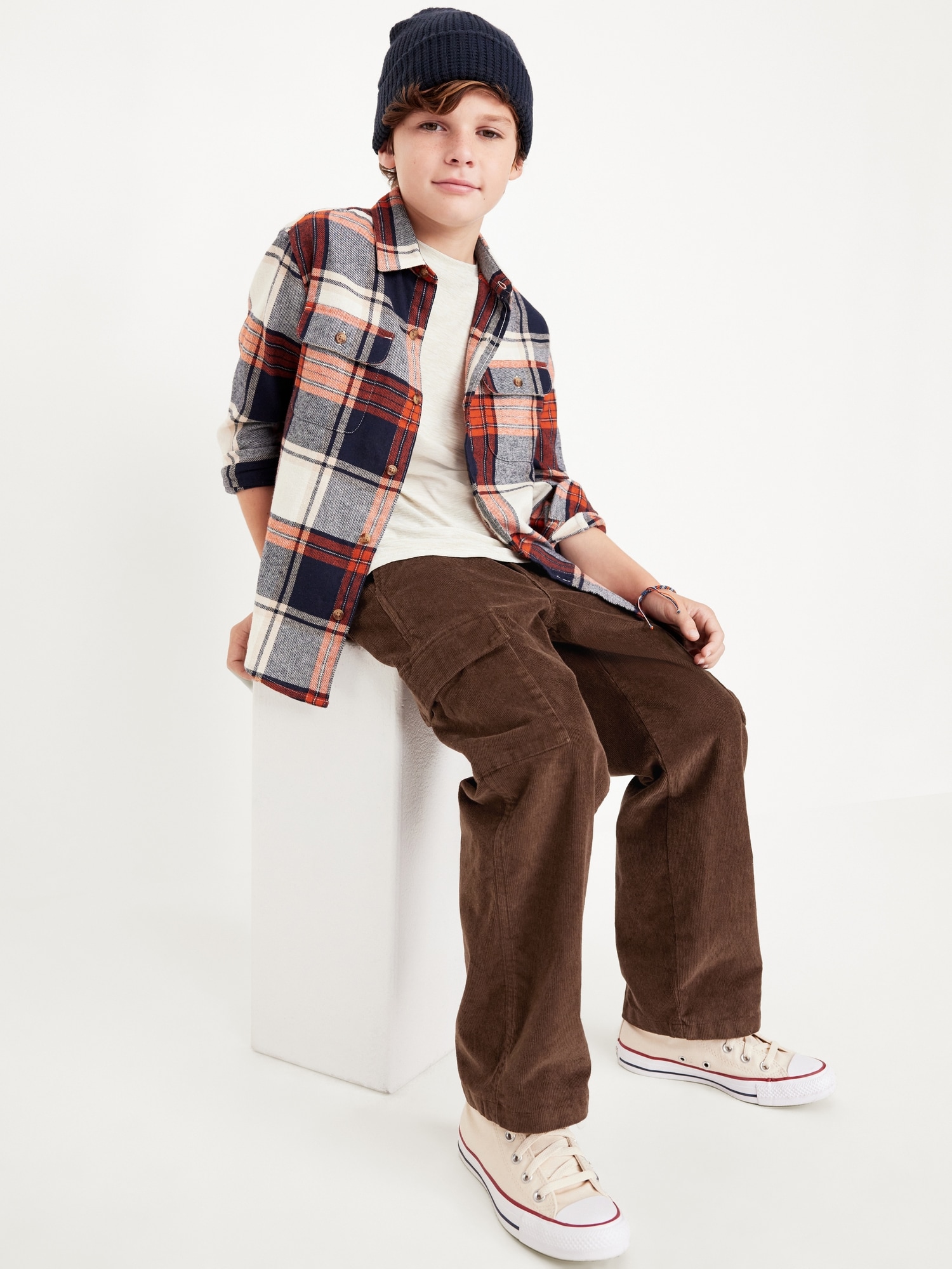 Baggy Corduroy Cargo Pants for Boys