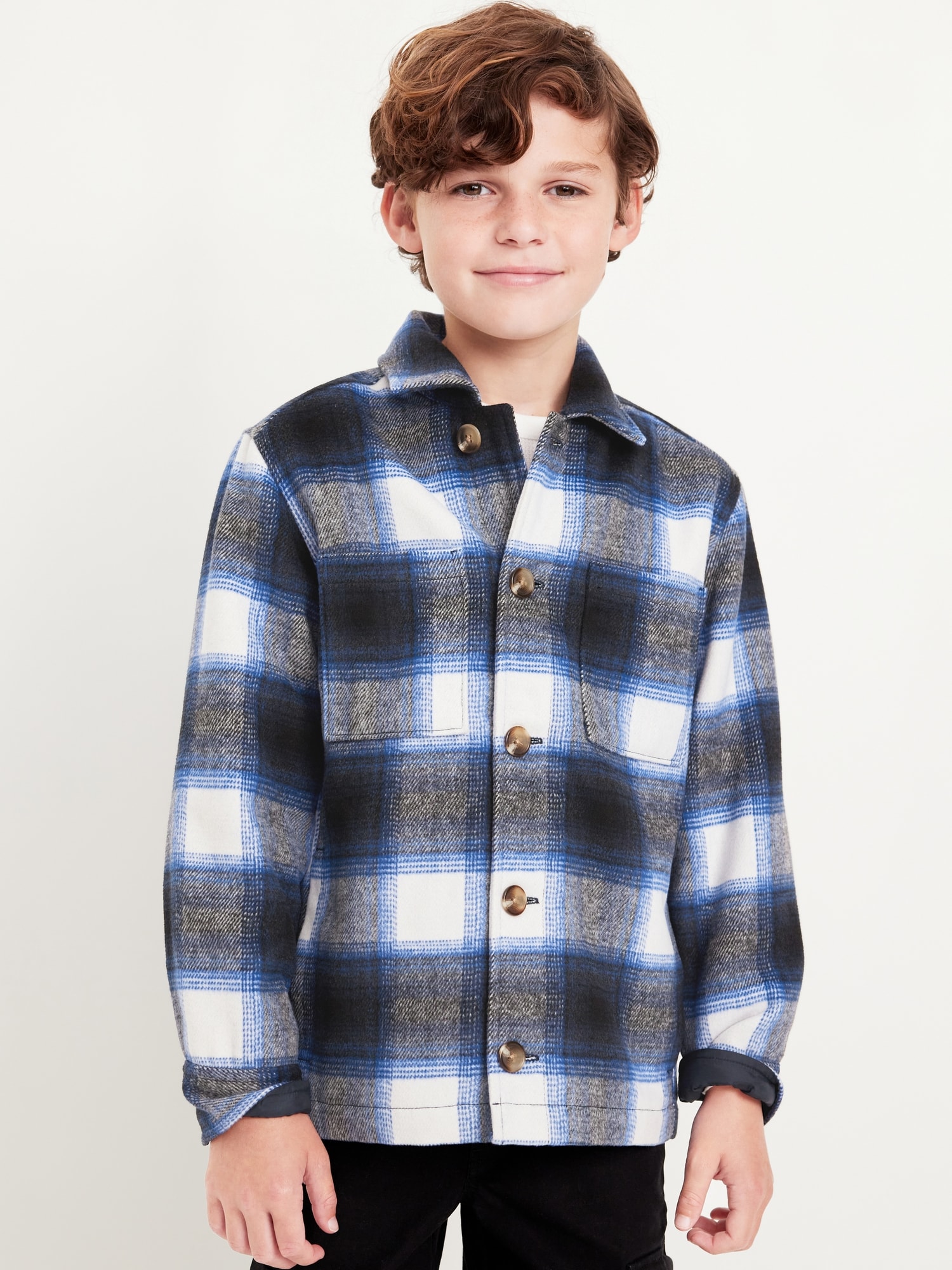 Plaid Shacket for Boys - Blue