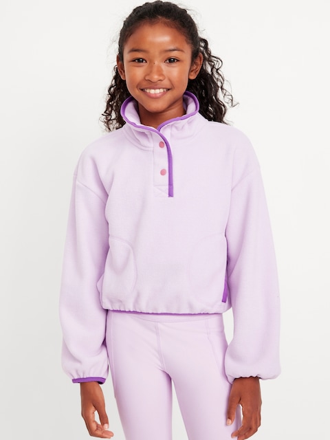 Loose Mock-Neck Performance Microfleece Top for Girls