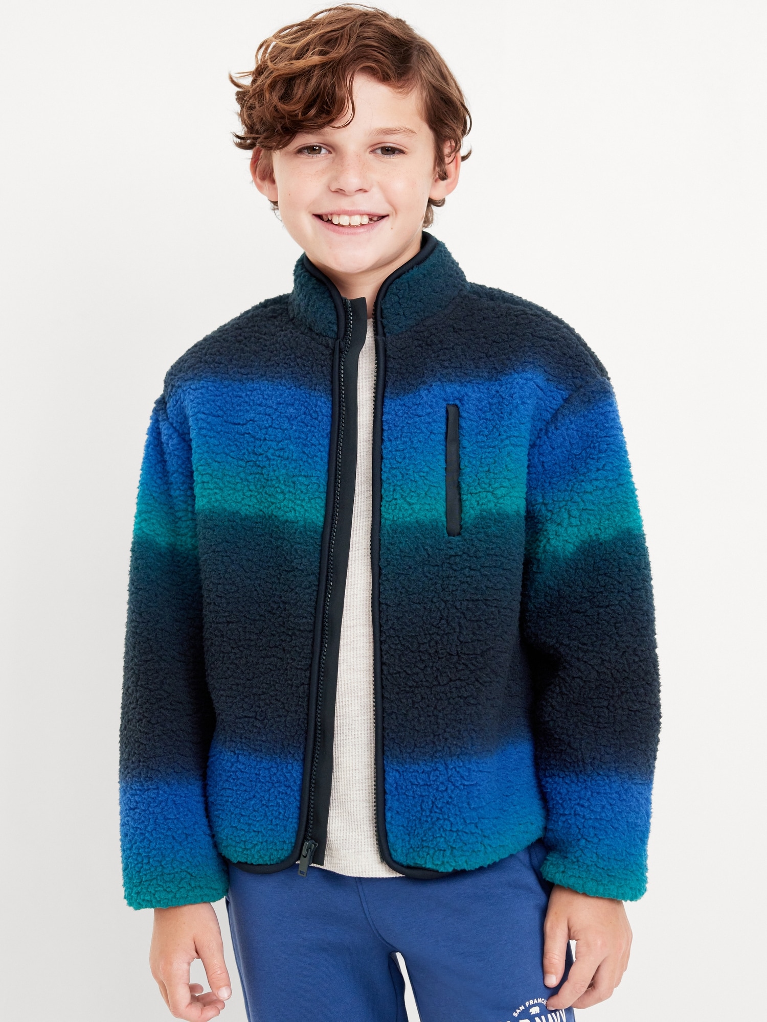 Printed Full-Zip Sherpa Jacket for Boys