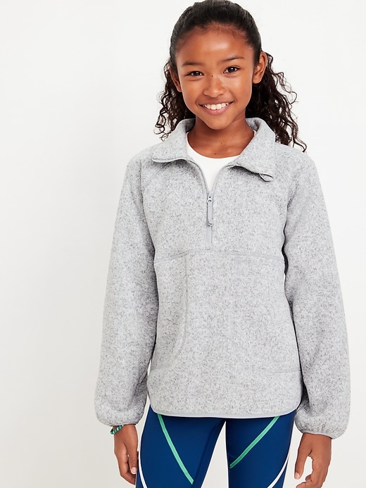 View large product image 1 of 5. Sweater-Fleece Half-Zip Tunic Sweater for Girls