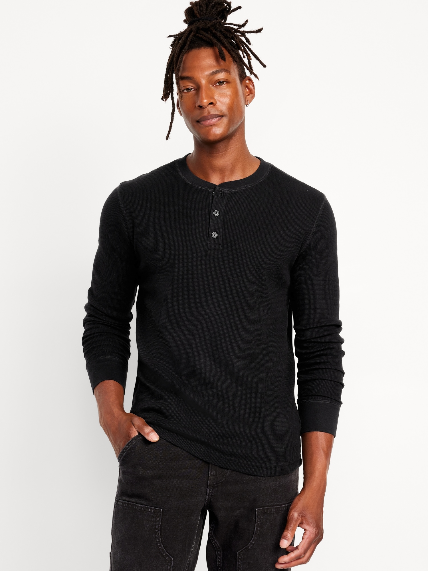 T-shirt henley gaufré