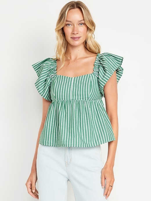 Image number 1 showing, Flutter-Sleeve Top