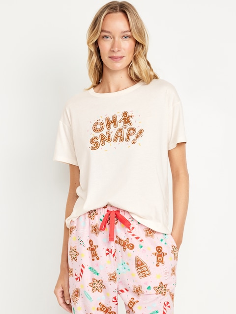 T-shirt à imprimé assorti des Fêtes - Orange