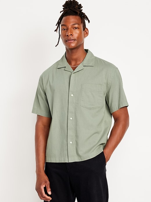 Image number 1 showing, Short-Sleeve Crop Camp Shirt