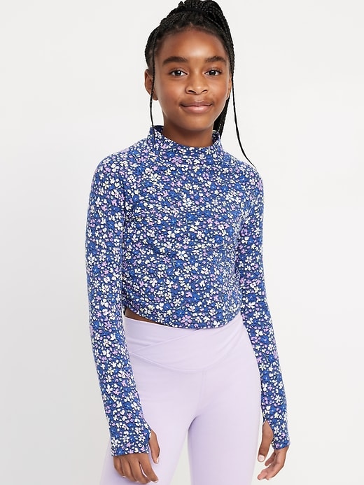 View large product image 1 of 5. PowerChill Mock-Neck Side-Ruched Top for Girls