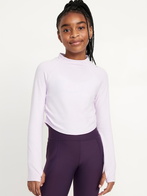 PowerChill Mock-Neck Side-Ruched Top for Girls - Lilac Ice
