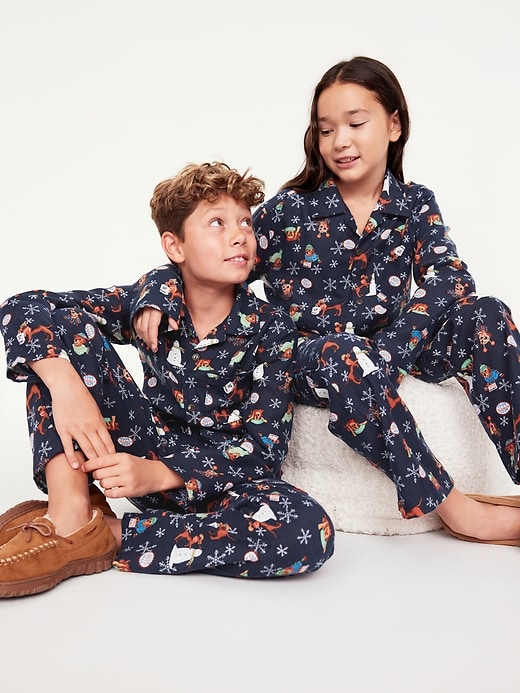 View large product image 1 of 3. Gender-Neutral Printed Button-Front Pajama Set for Kids