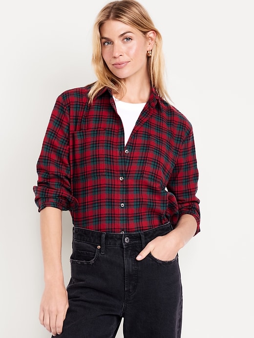 Image number 1 showing, Flannel Boyfriend Button-Down Shirt