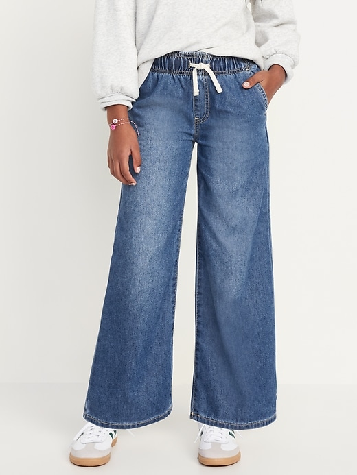 View large product image 1 of 4. High-Waisted Baggy Wide-Leg Pull-On Jeans for Girls