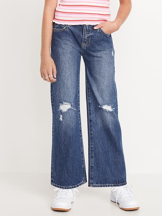 View large product image 1 of 5. High-Waisted Baggy Ripped Wide-Leg Jeans for Girls