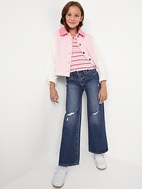 View large product image 3 of 5. High-Waisted Baggy Ripped Wide-Leg Jeans for Girls