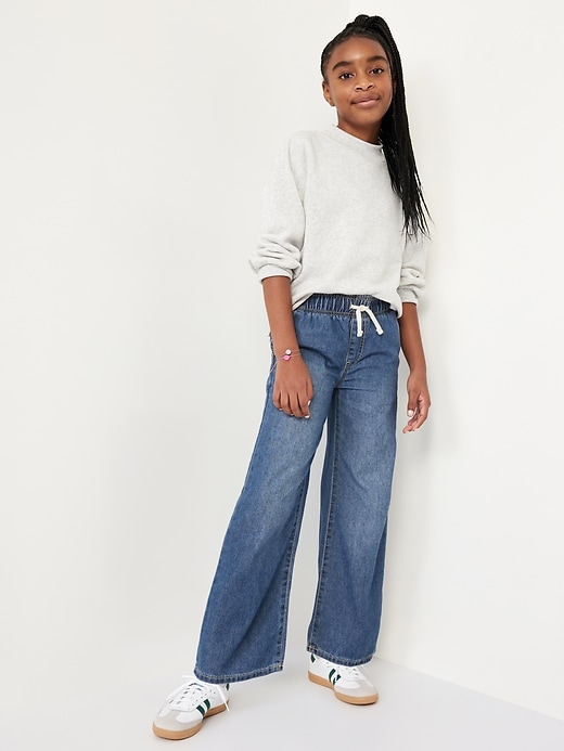 Image number 3 showing, High-Waisted Baggy Wide-Leg Pull-On Jeans for Girls