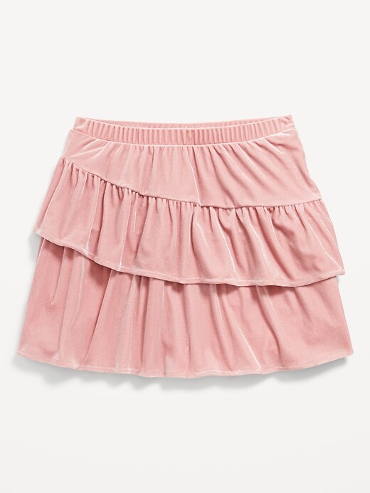 Image number 4 showing, Tiered Ruffled Velvet Skirt for Girls