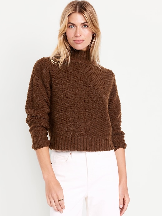 Image number 1 showing, Mock-Neck Crop Sweater