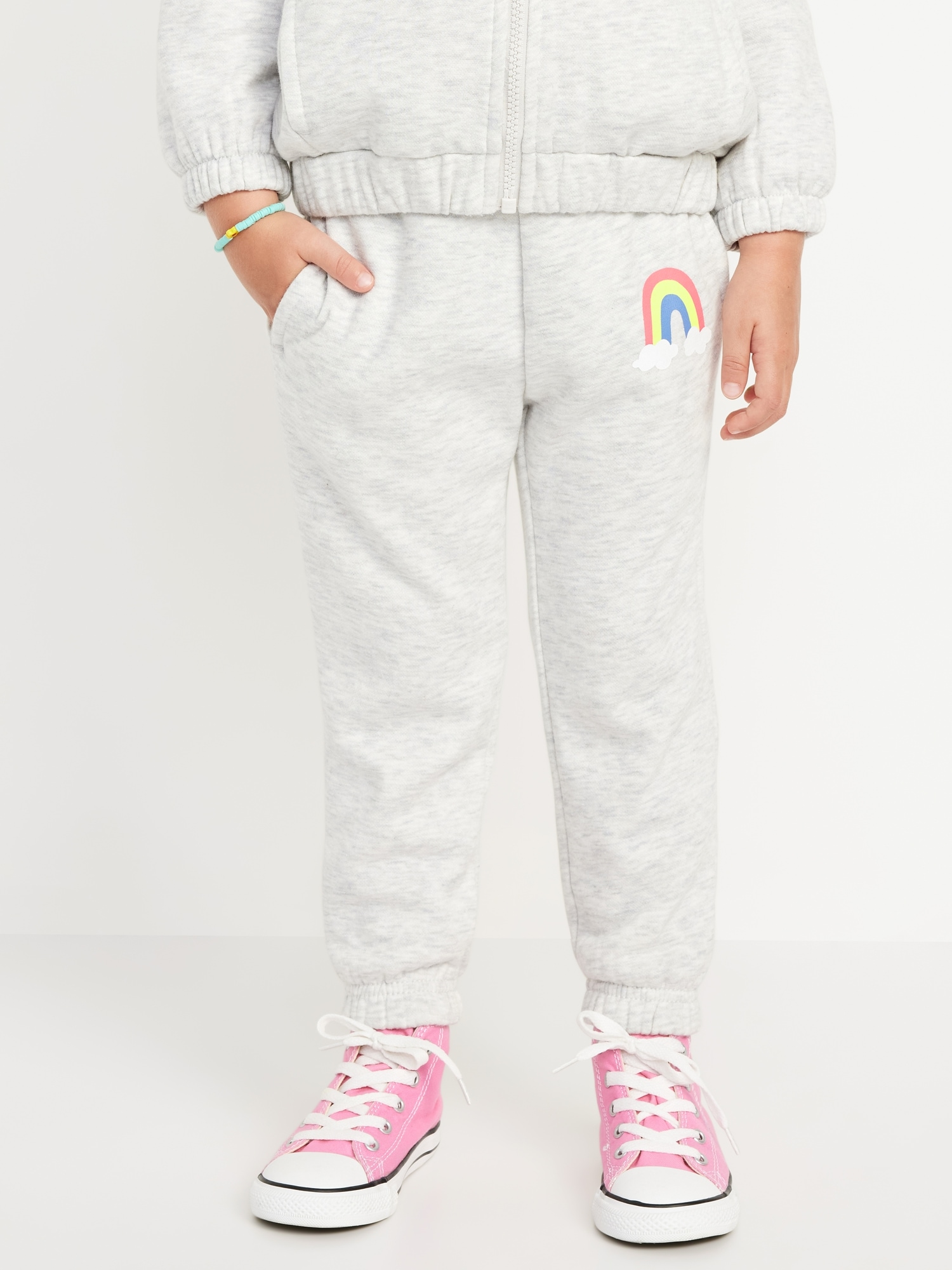 Printed Cinched-Hem Jogger Sweatpants for Toddler Girls