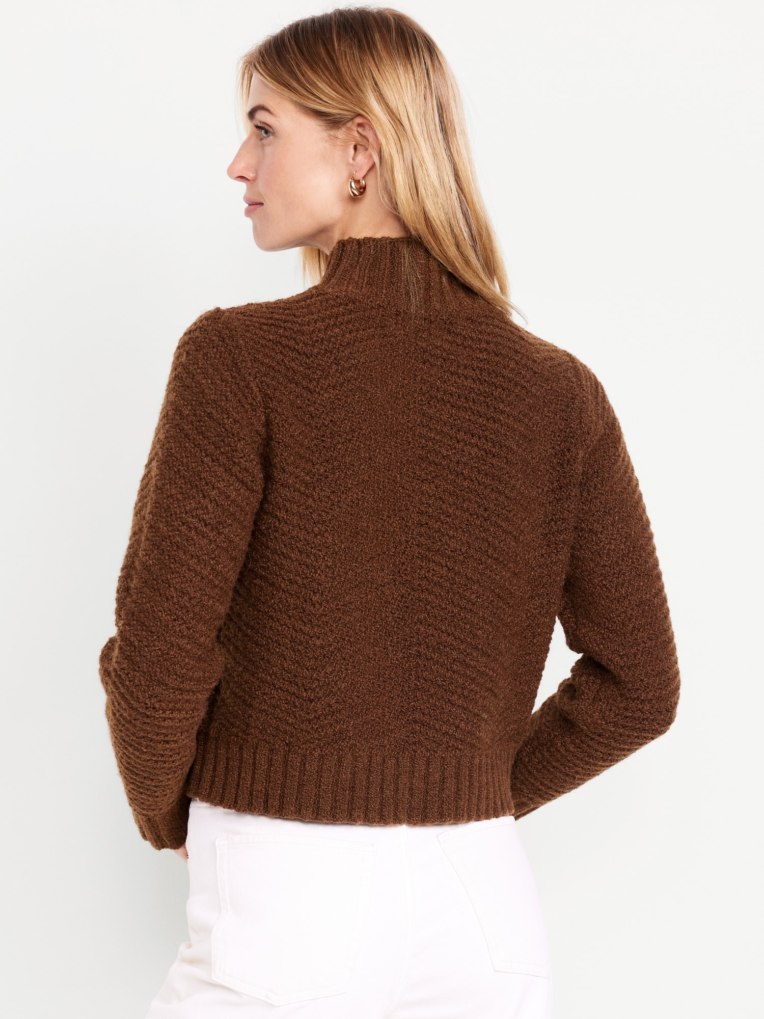 Mock-Neck Crop Sweater