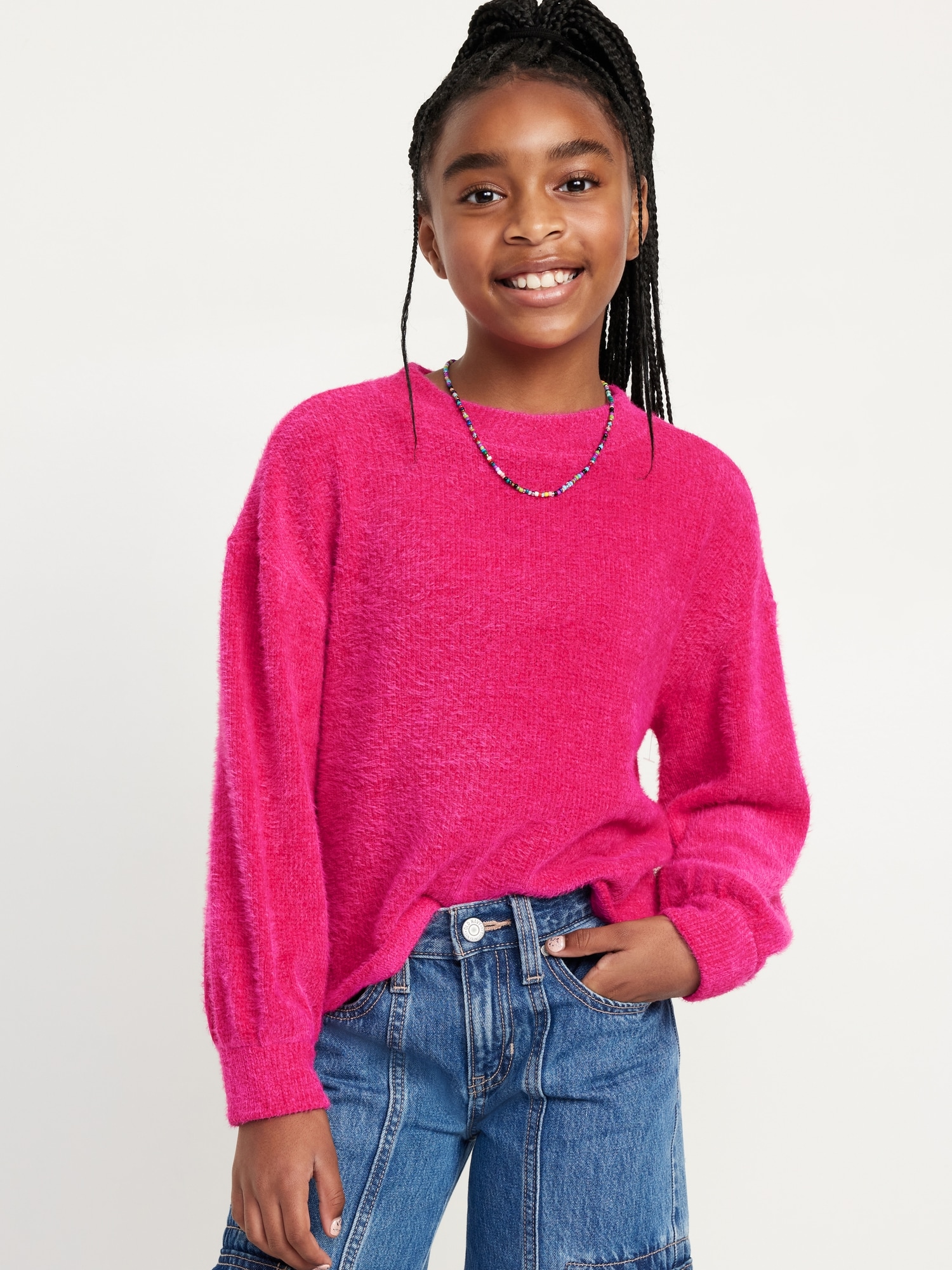 Cozy Mock-Neck Chenille Sweater for Girls