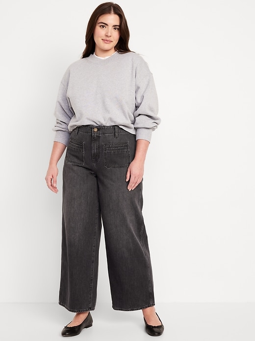 Image number 4 showing, High-Waisted Baggy Wide-Leg Trouser Jeans