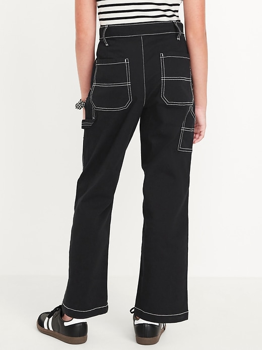 Voir une image plus grande du produit 2 de 5. Pantalon de menuisier ample à taille haute pour fille