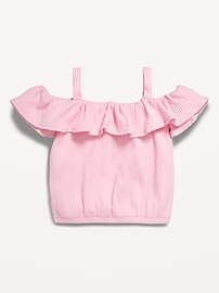 View large product image 3 of 3. Off-The-Shoulder Ruffled Jacquard-Knit Top for Baby