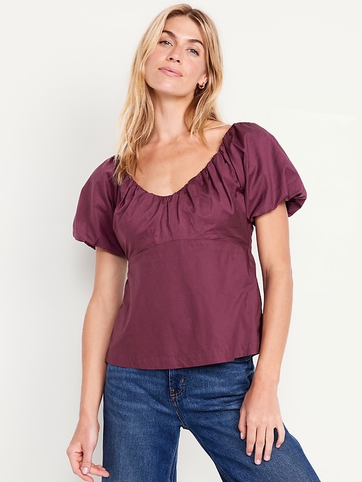 Image number 1 showing, Waist-Defined V-Neck Top