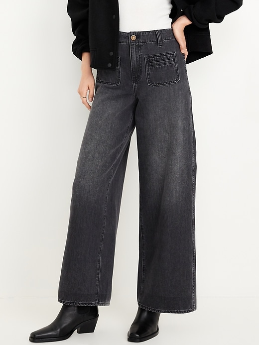 Image number 2 showing, High-Waisted Baggy Wide-Leg Trouser Jeans